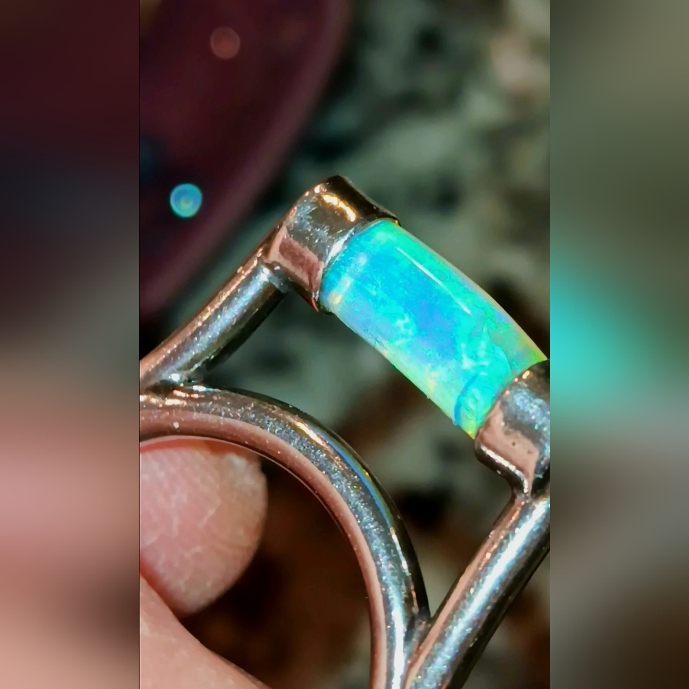 Opal Ring Opalized Belemnite Sterling Silver Colo… - image 11